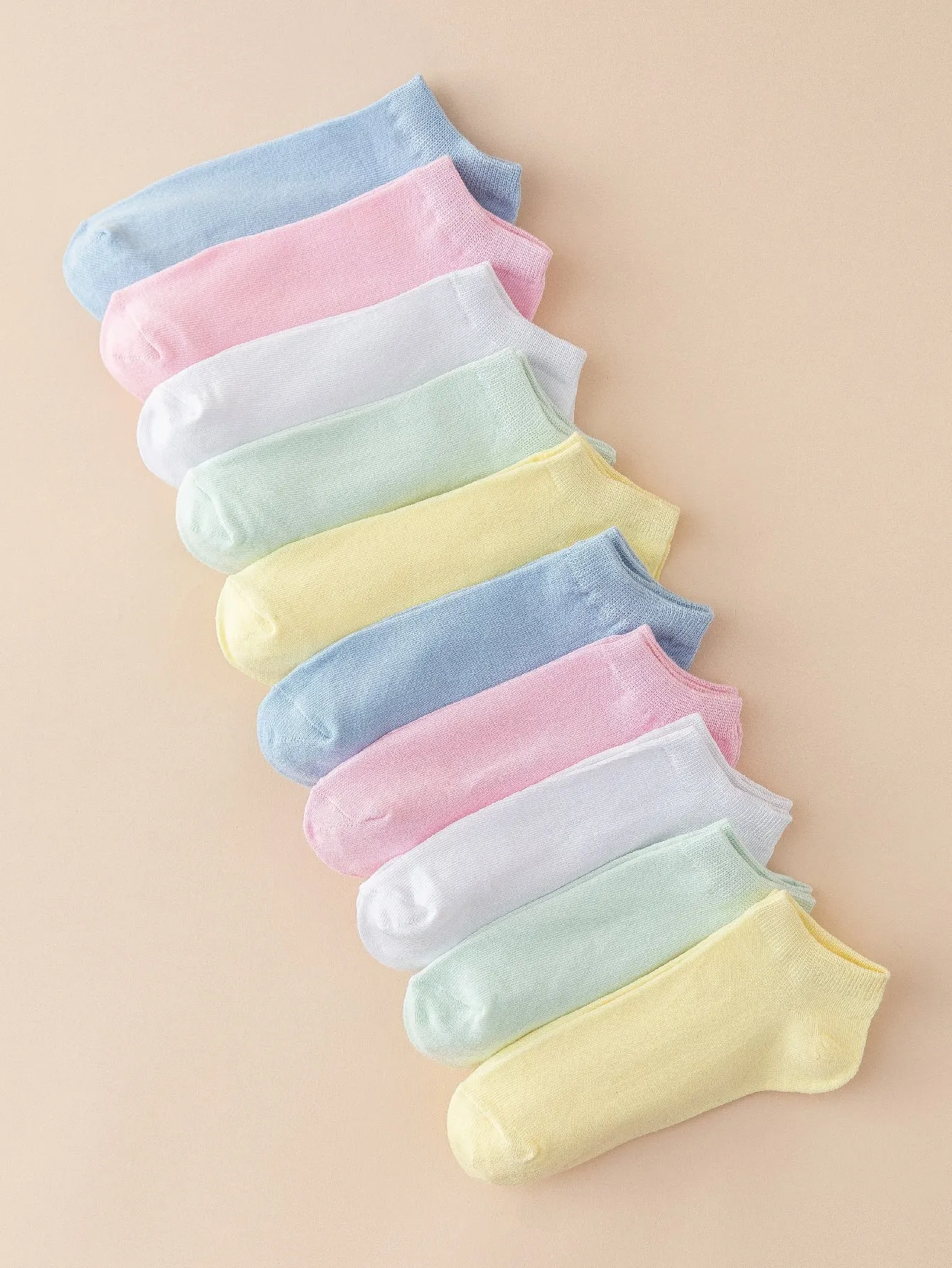 10pairs Solid Ankle Socks