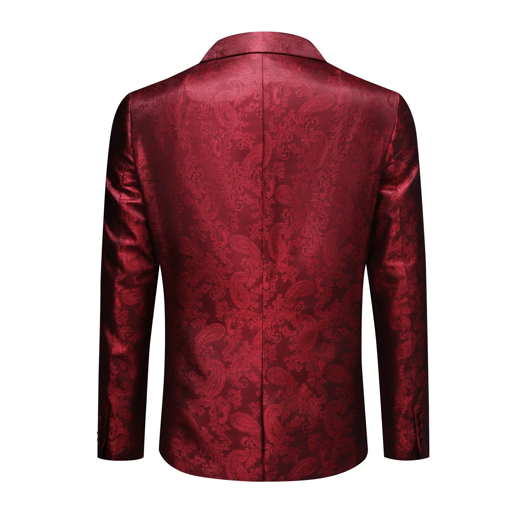 2-Piece Slim Fit Paisley Fashion Suit Red