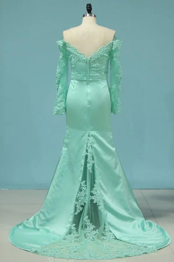 2024 Satin Long Sleeves Mermaid Bridesmaid PN2XXDLJ