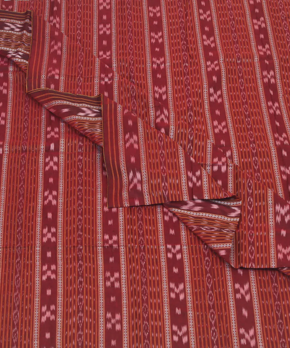 2.4 m maroon handwoven cotton nuapatna kurta material