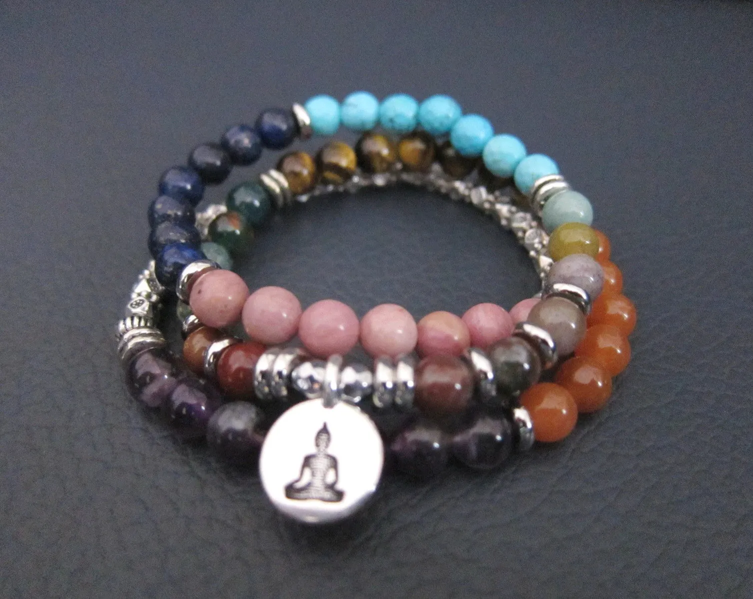 54 Bead Mala Bracelet or Necklace - 7 Chakra Japa Mala