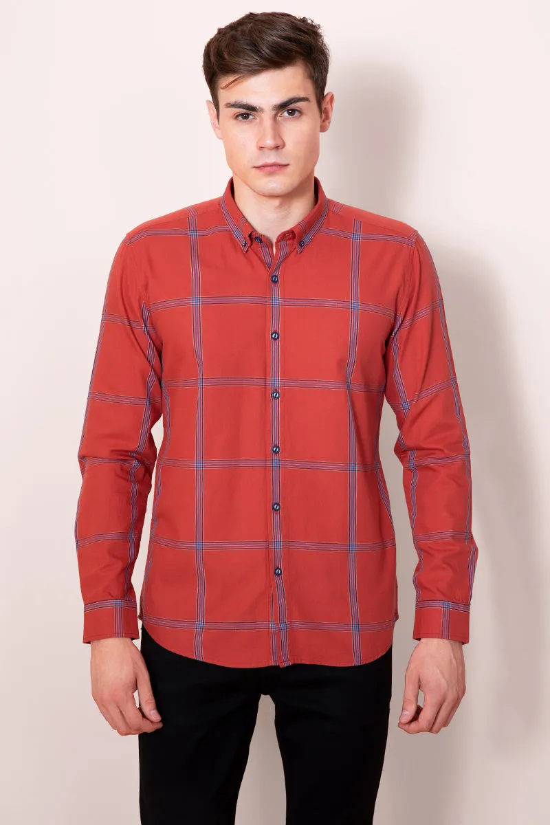 80's Block Orange Check Shirt