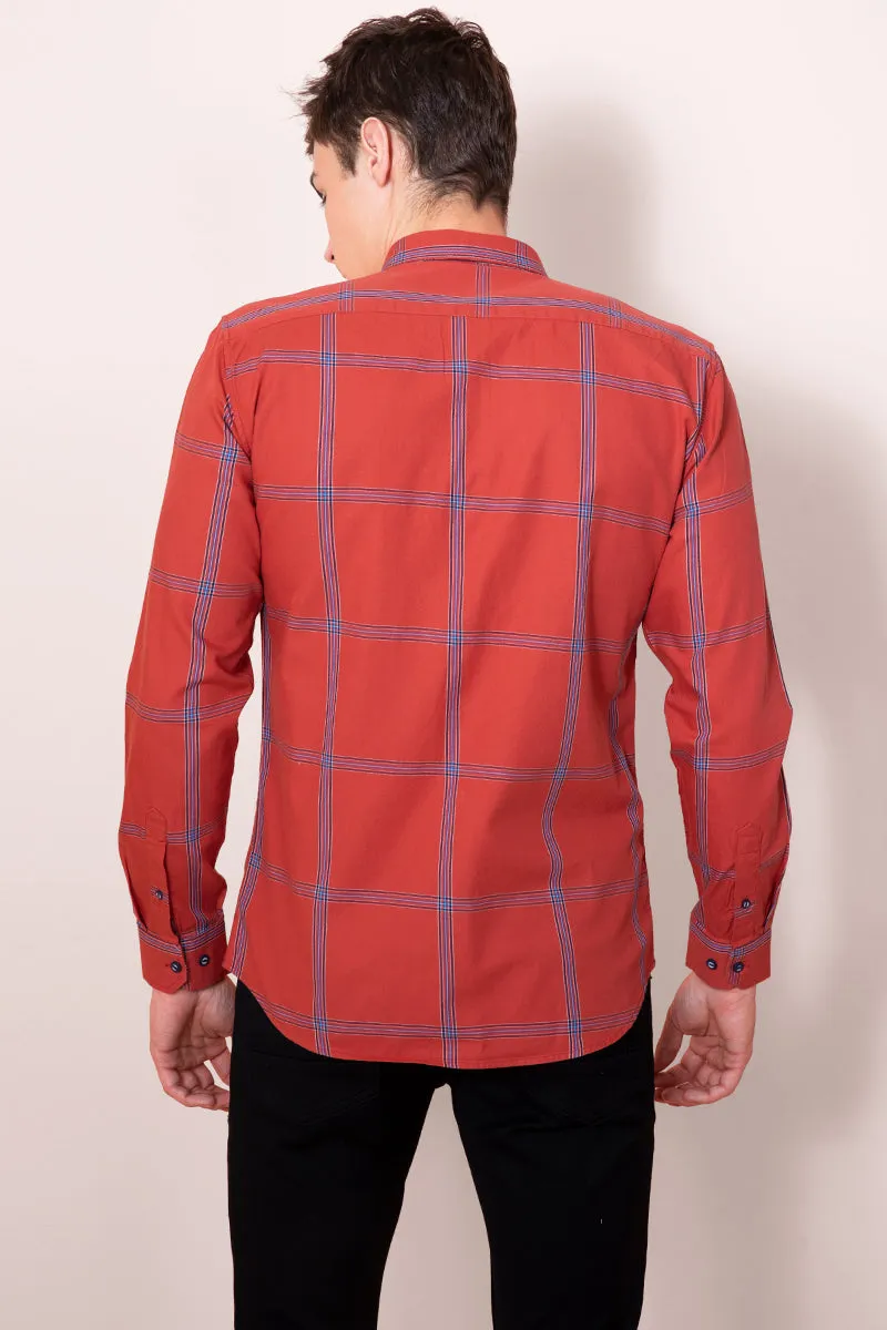 80's Block Orange Check Shirt