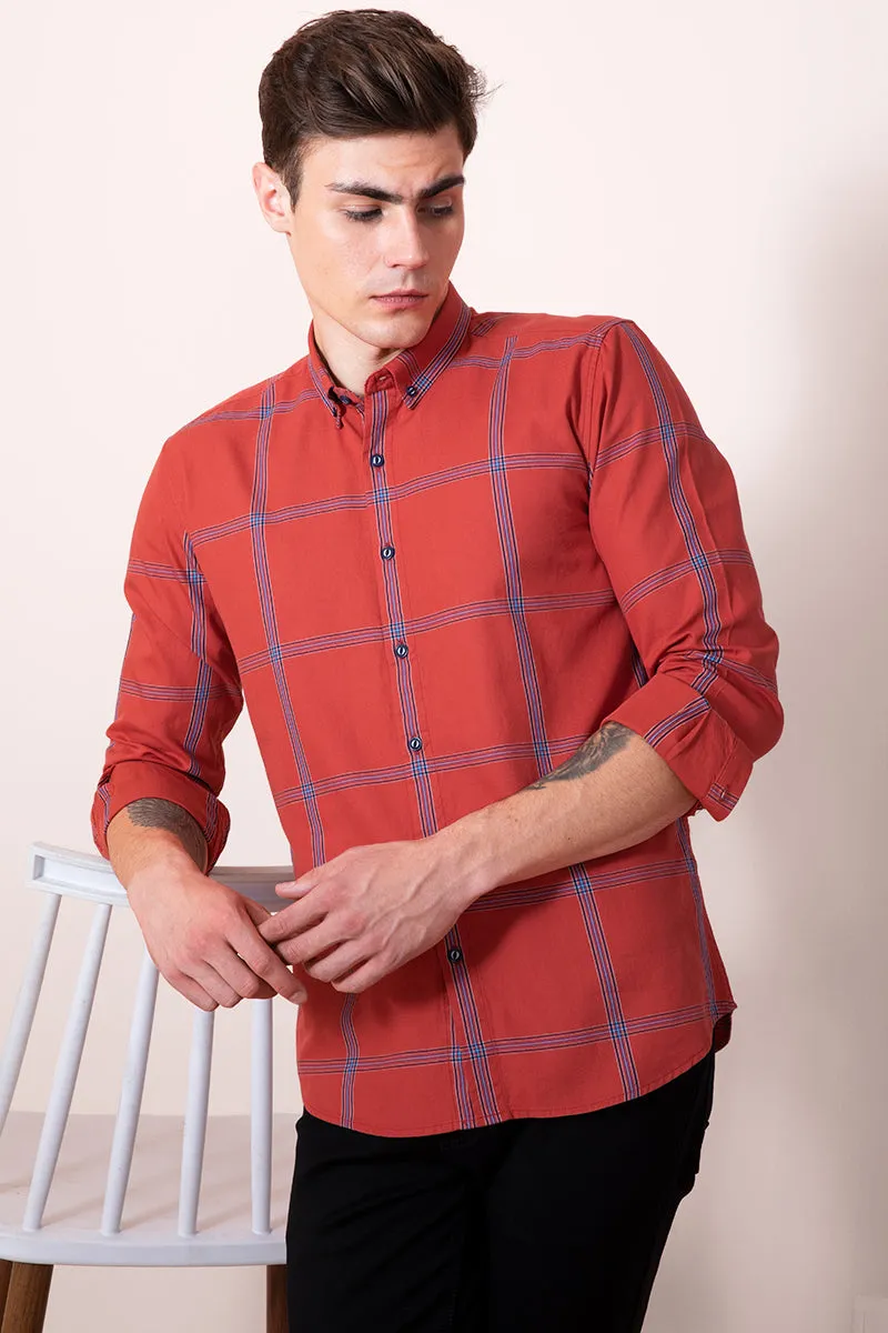 80's Block Orange Check Shirt