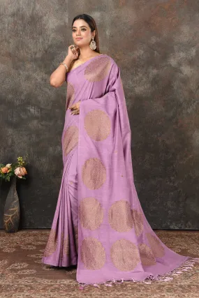 90N478-RO Lavender Banarasi Saree with Antique Zari Motifs