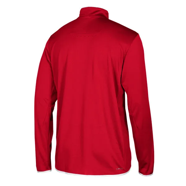 adidas Men's Power Red/White Team Iconic Knit Long Sleeve Quarter Zip