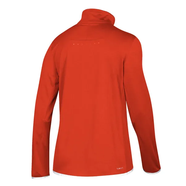 adidas Women's Collegiate Orange/White Team Iconic Knit Long Sleeve Quarter Zip