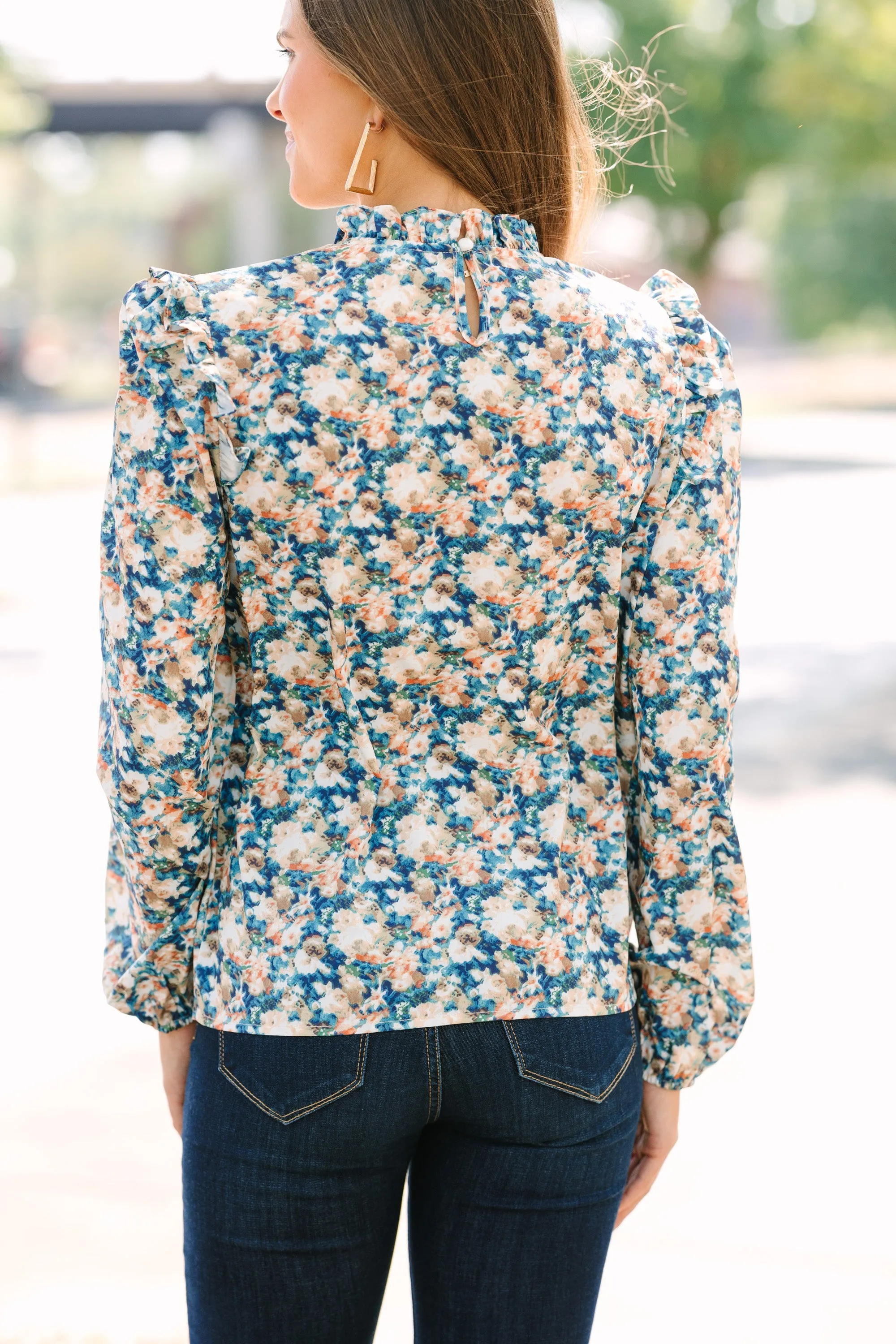 All For It Taupe Brown Floral Blouse