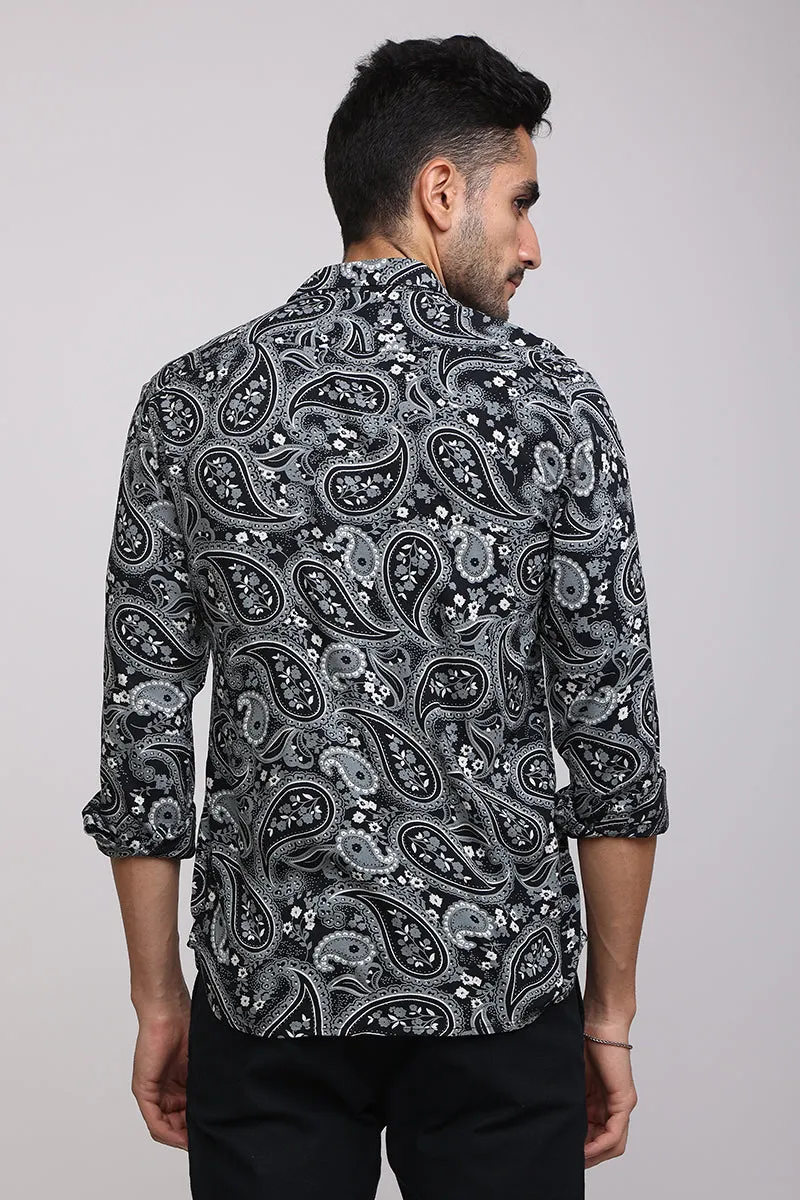 Allover Paisley Black Shirt