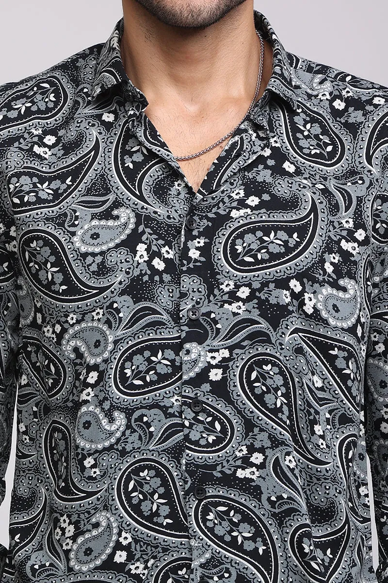 Allover Paisley Black Shirt