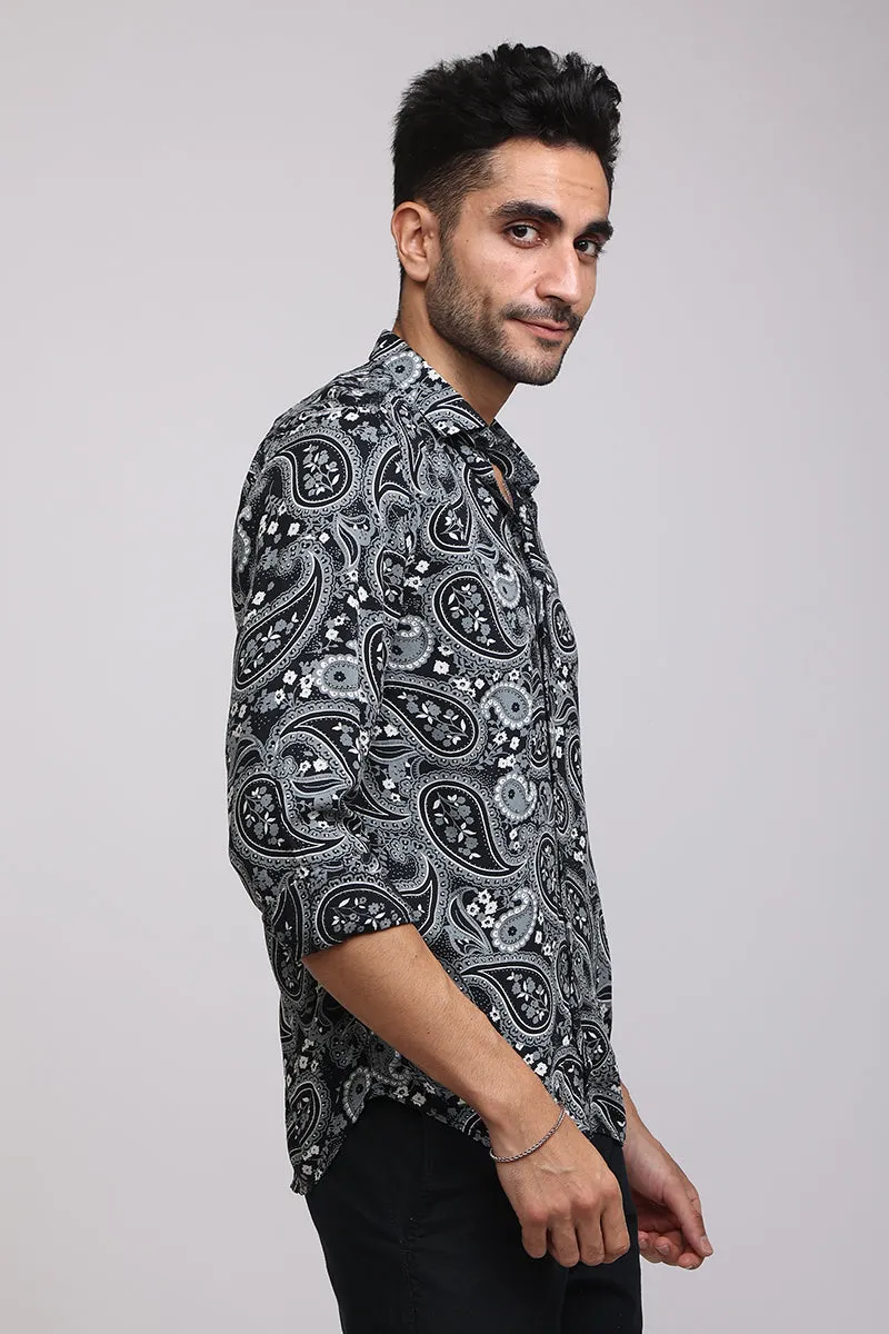 Allover Paisley Black Shirt