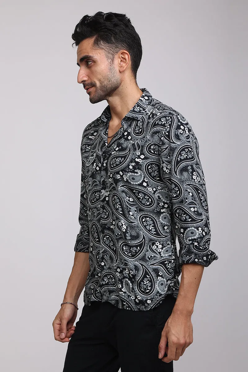 Allover Paisley Black Shirt