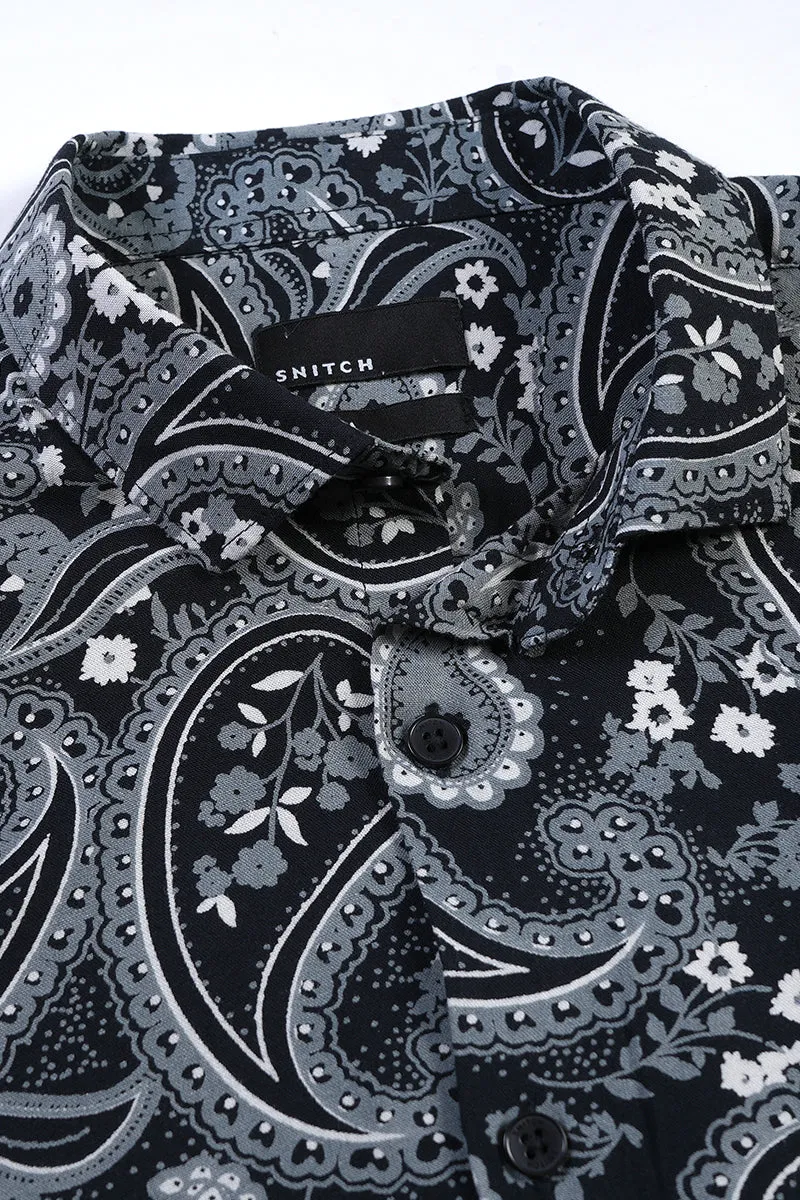 Allover Paisley Black Shirt