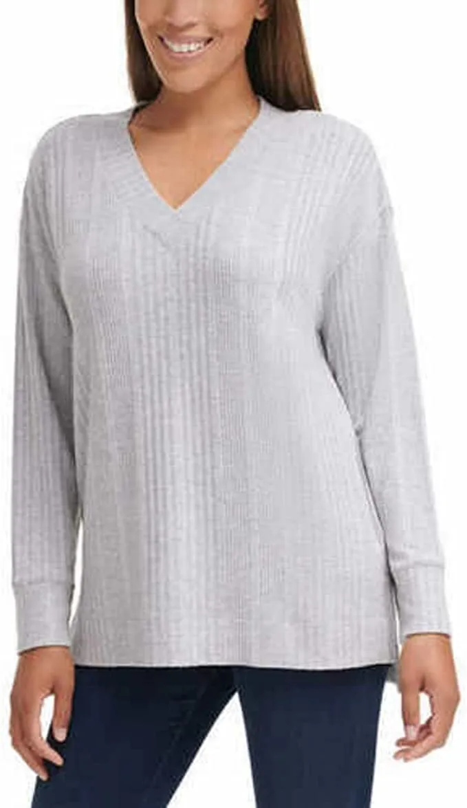 Andrew Marc Women's Ribbed V-Neck Top