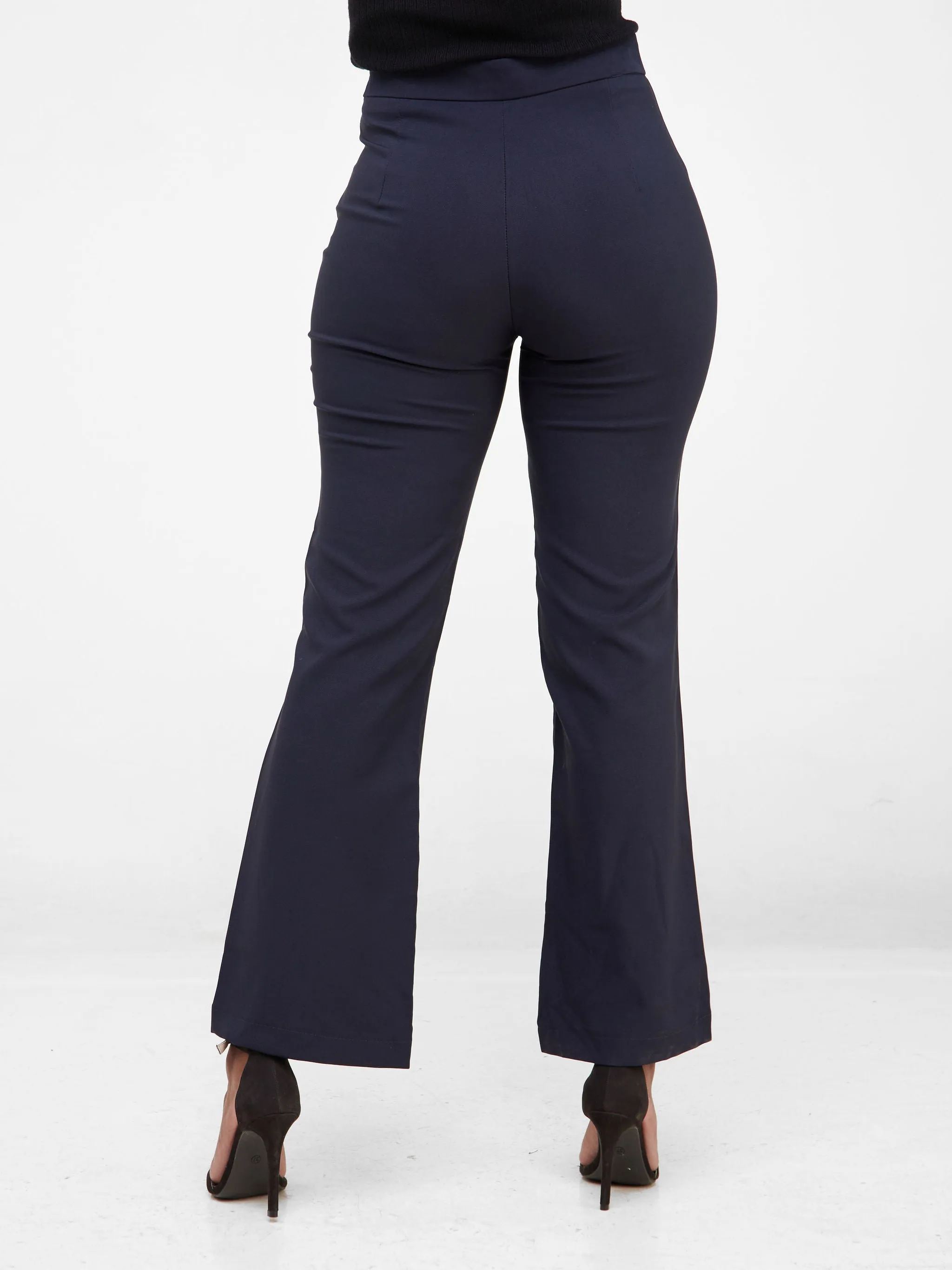 Anika Boot-Cut Dress Pants With Zipper on the side - Navy Blue