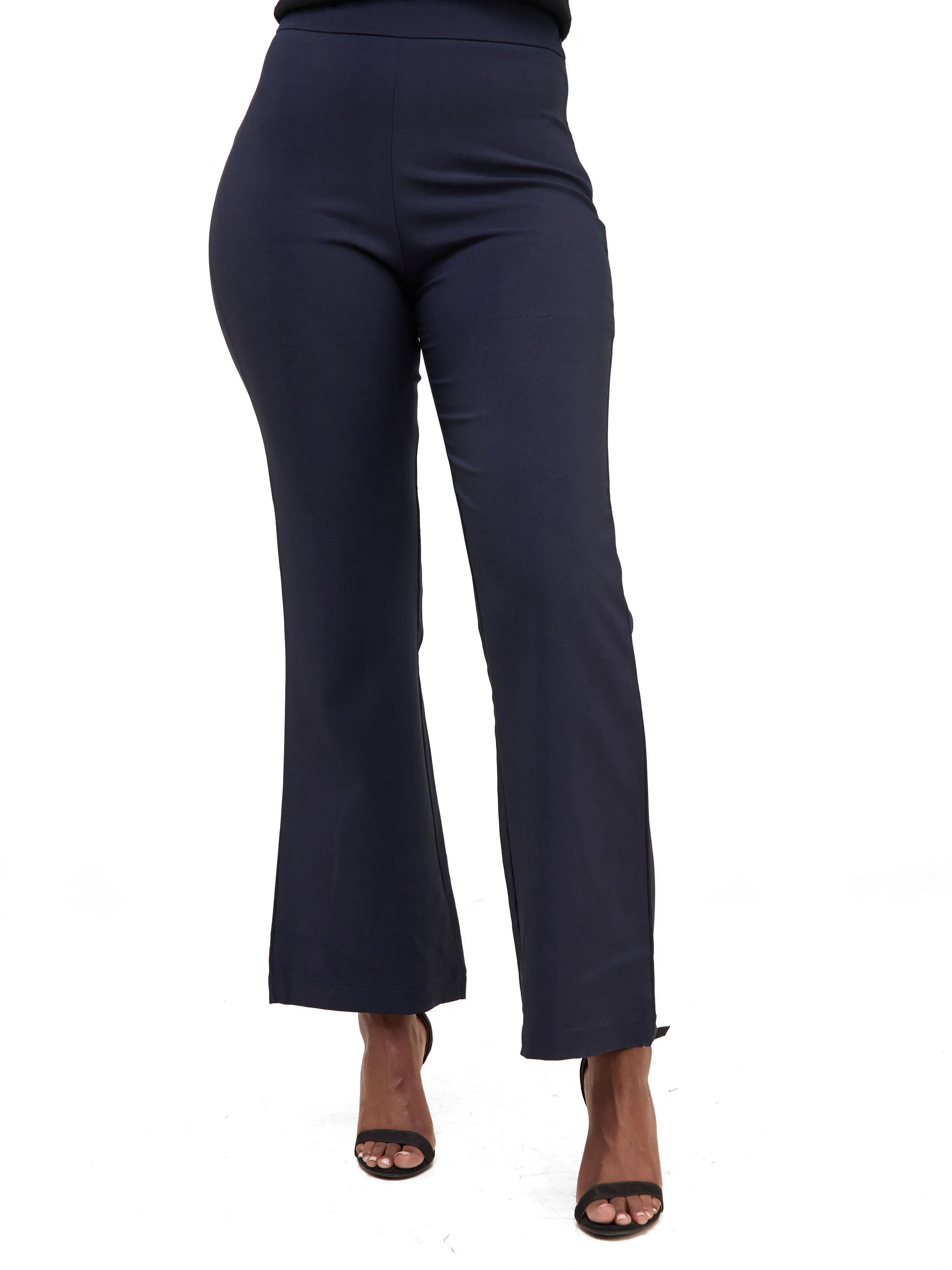 Anika Boot-Cut Dress Pants With Zipper on the side - Navy Blue