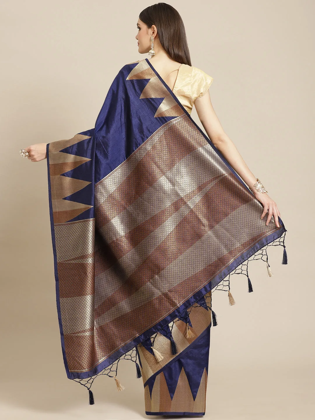 Art Handloom Plain Zari Border Woven Saree