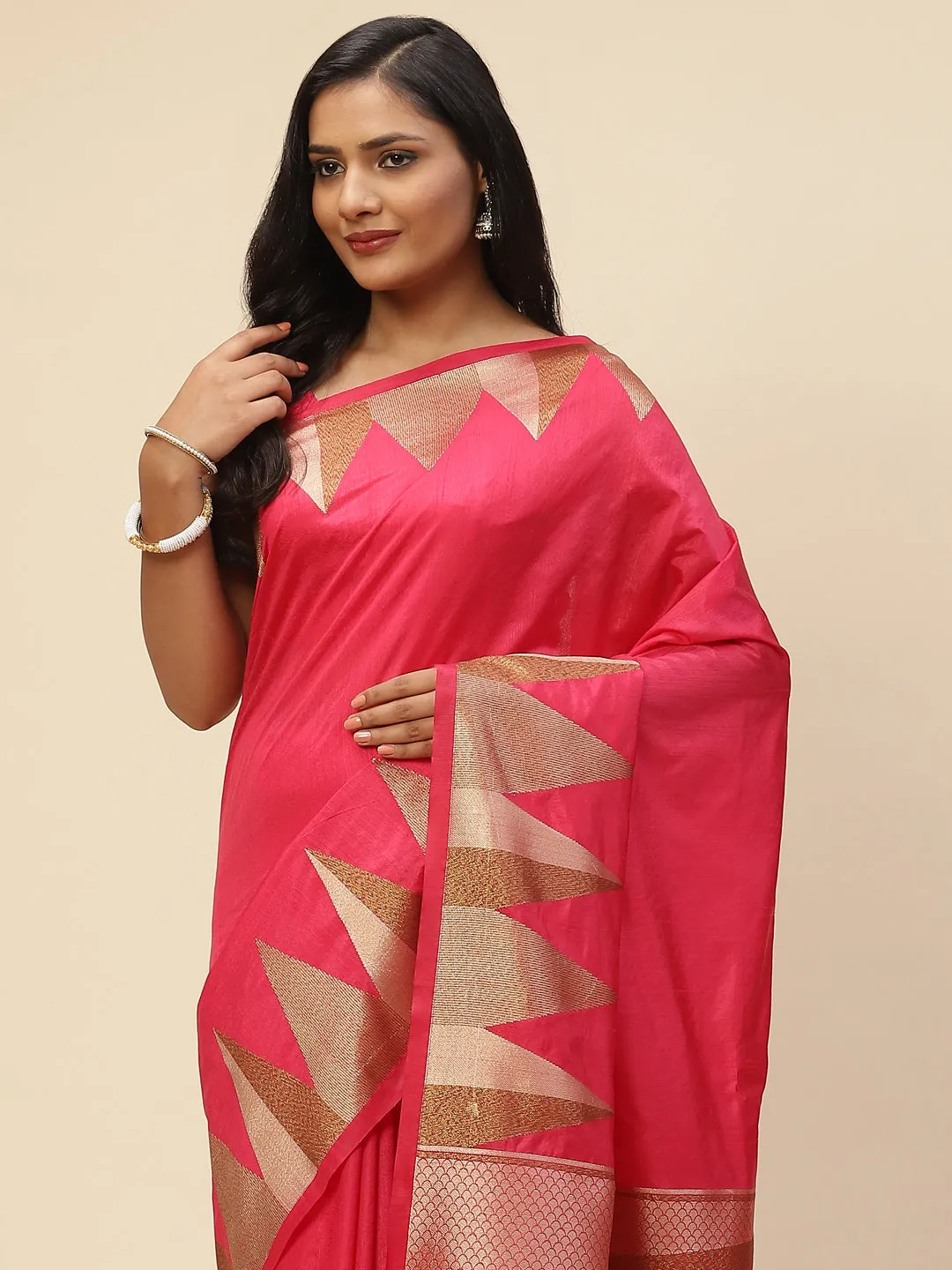 Art Handloom Plain Zari Border Woven Saree