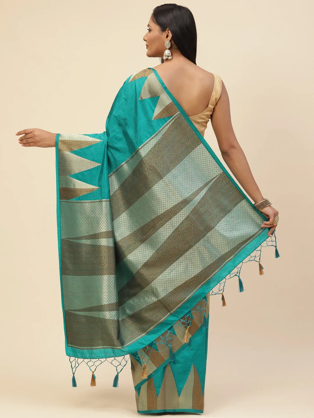 Art Handloom Plain Zari Border Woven Saree