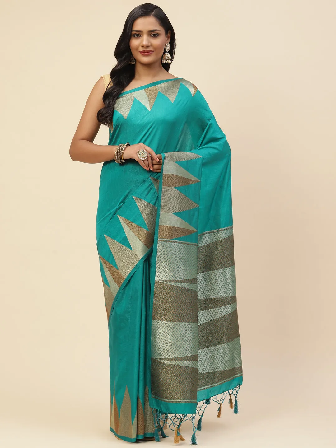 Art Handloom Plain Zari Border Woven Saree