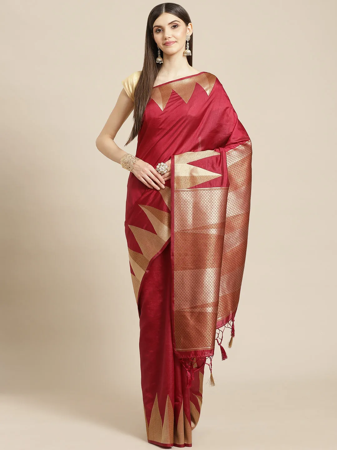 Art Handloom Plain Zari Border Woven Saree