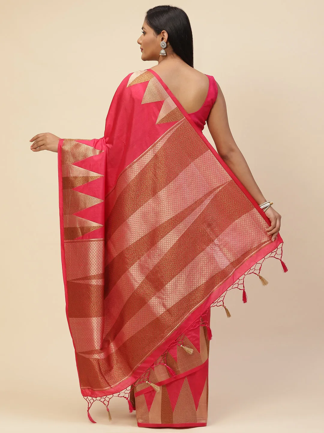 Art Handloom Plain Zari Border Woven Saree