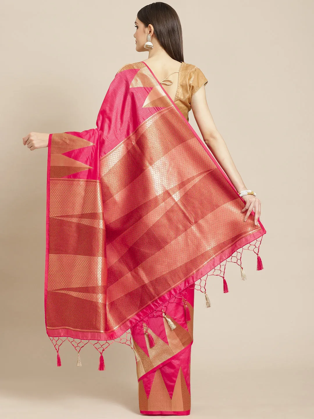 Art Handloom Plain Zari Border Woven Saree