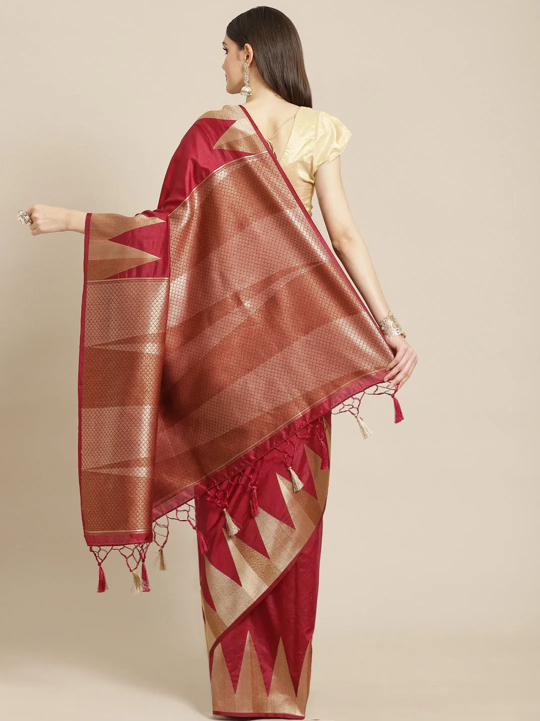 Art Handloom Plain Zari Border Woven Saree