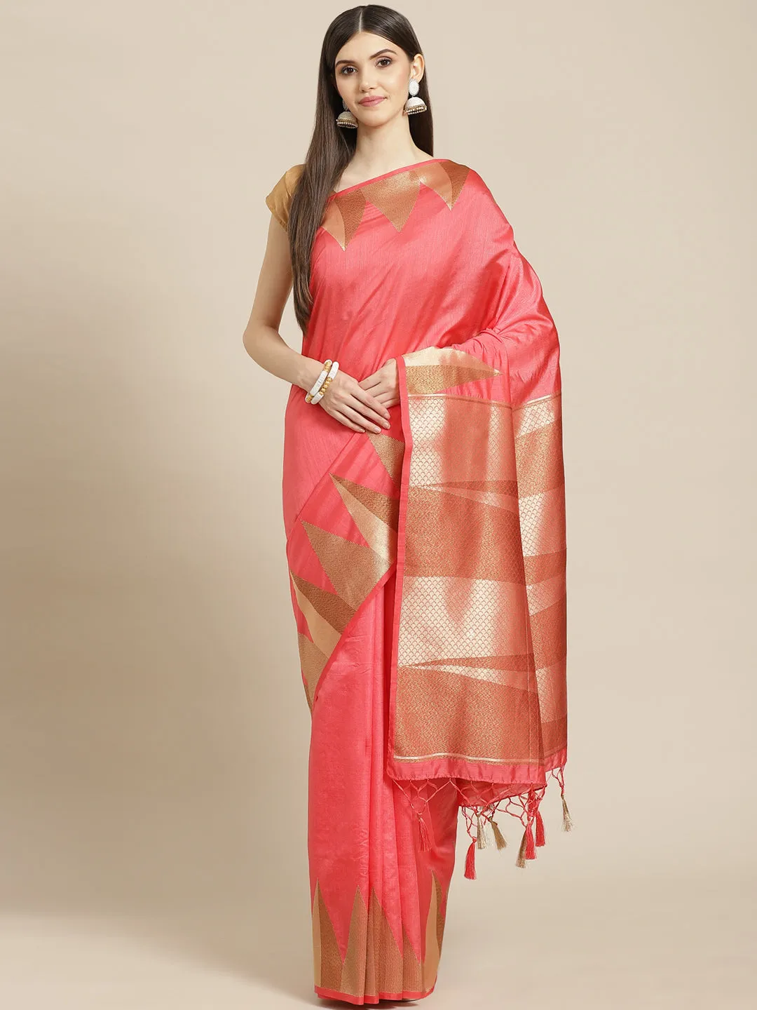 Art Handloom Plain Zari Border Woven Saree