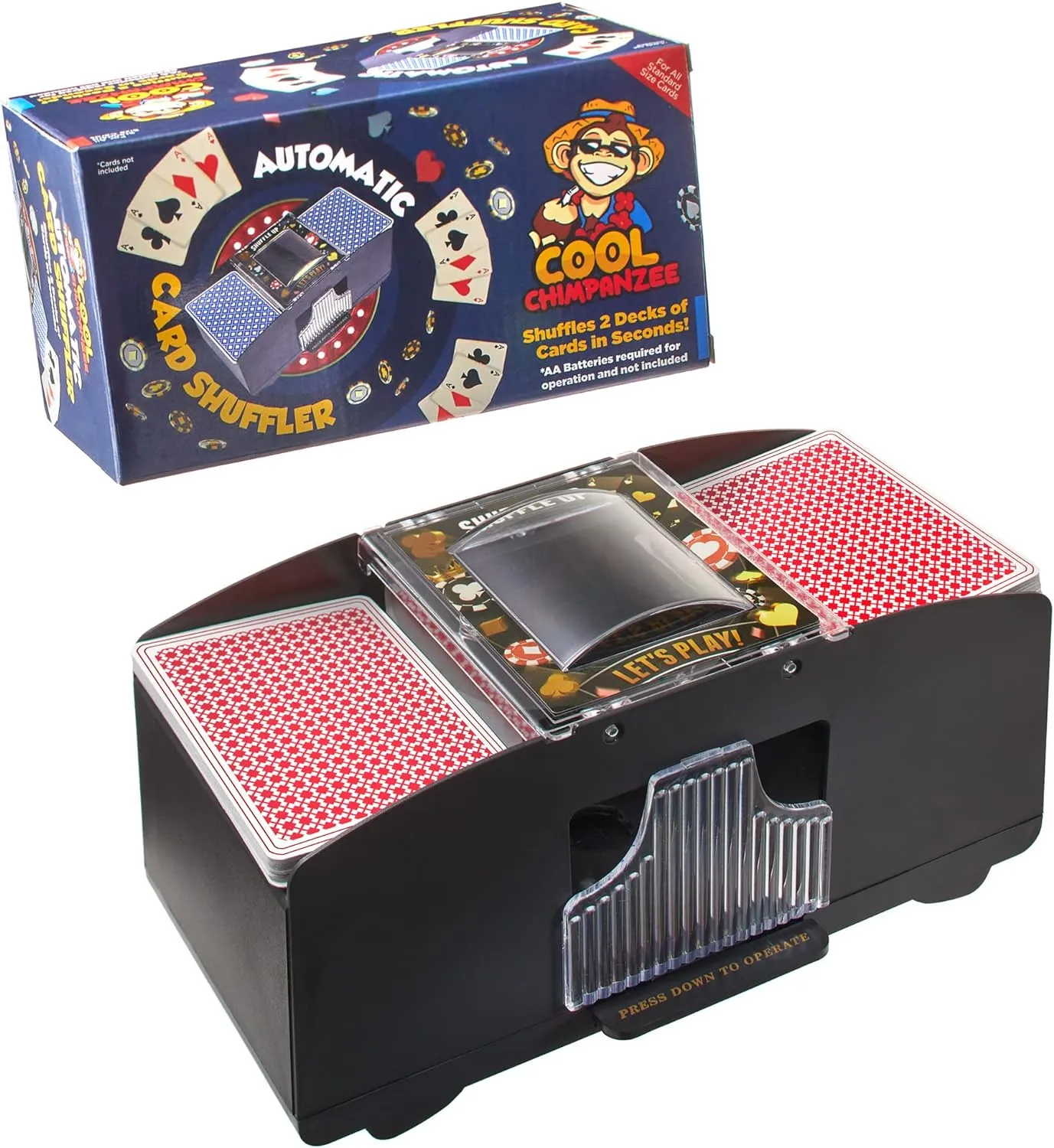 Automatic 2-Deck Card Shuffler, Home Poker Games, Blackjack, Rummy, War, Texas Hold 'Em, PLO, Omaha, Stud and More