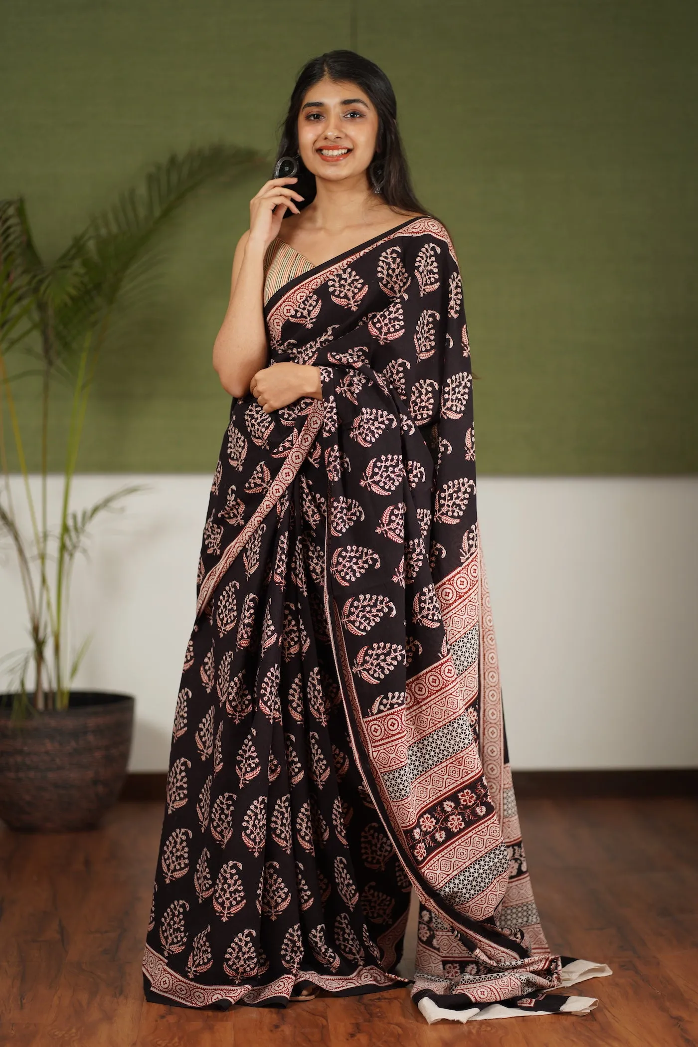 Bagh Hand Block Printed Cotton Saree