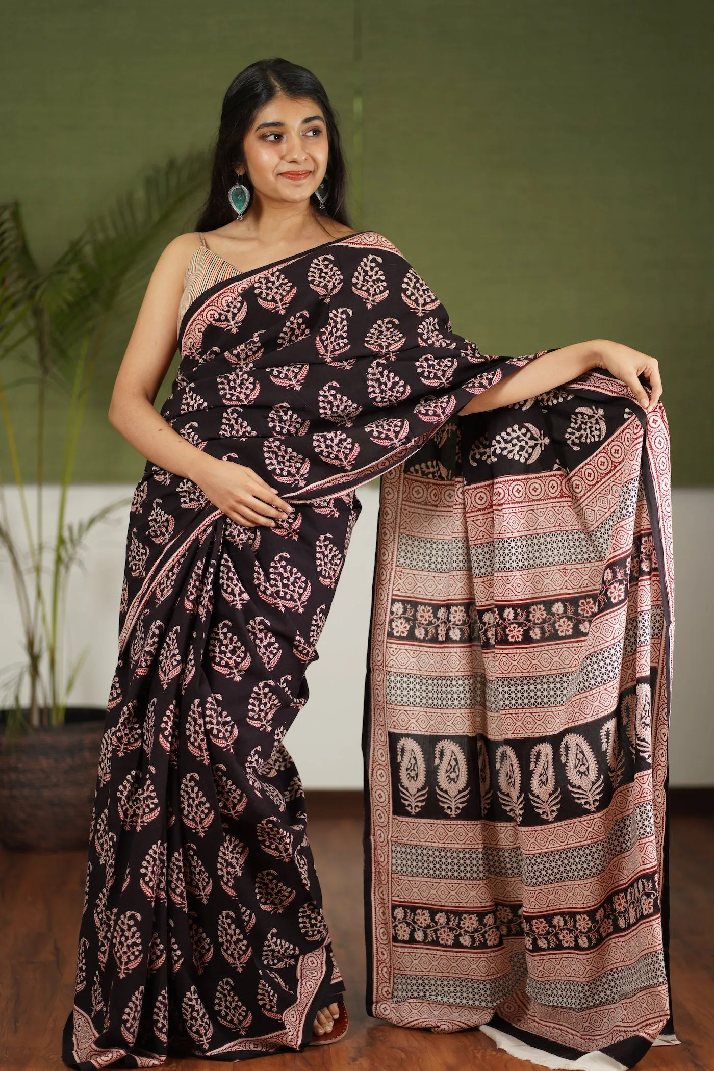 Bagh Hand Block Printed Cotton Saree