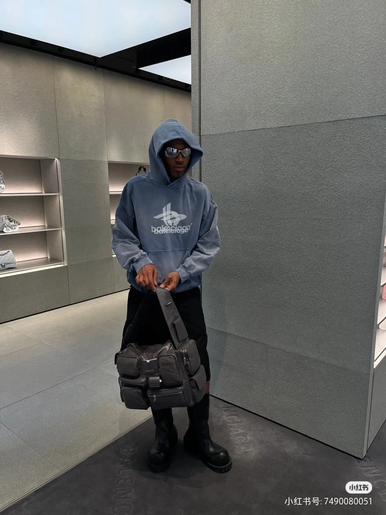 Balenciaga Blue Graphic Hoodie