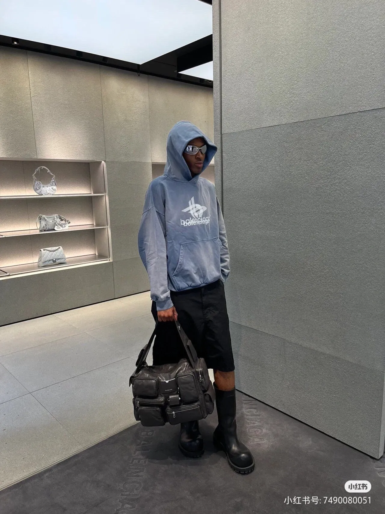 Balenciaga Blue Graphic Hoodie