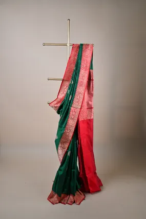 Banarasi handloom green pure silk saree