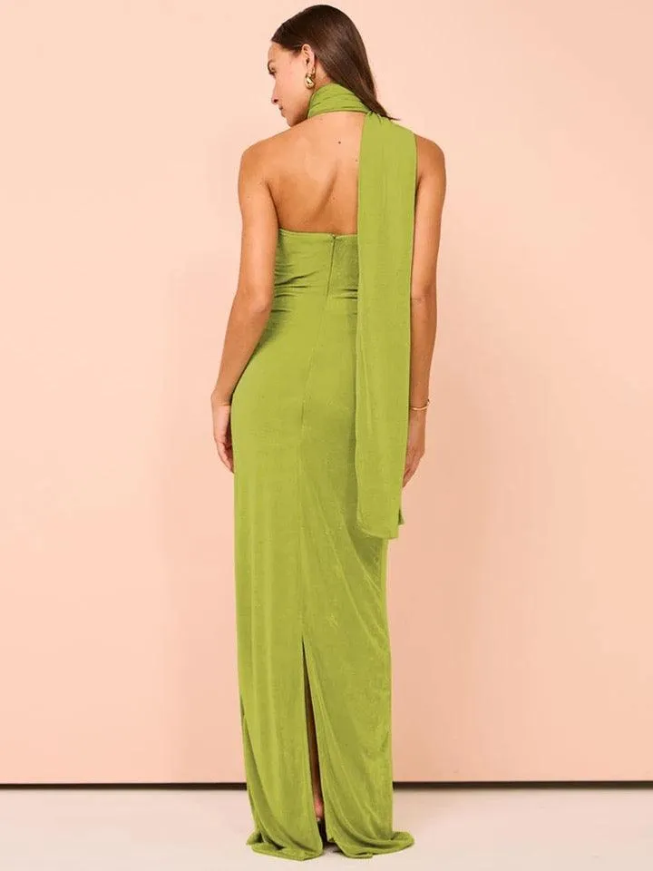 Basco Luxe Bodycon Maxi Dress in Green