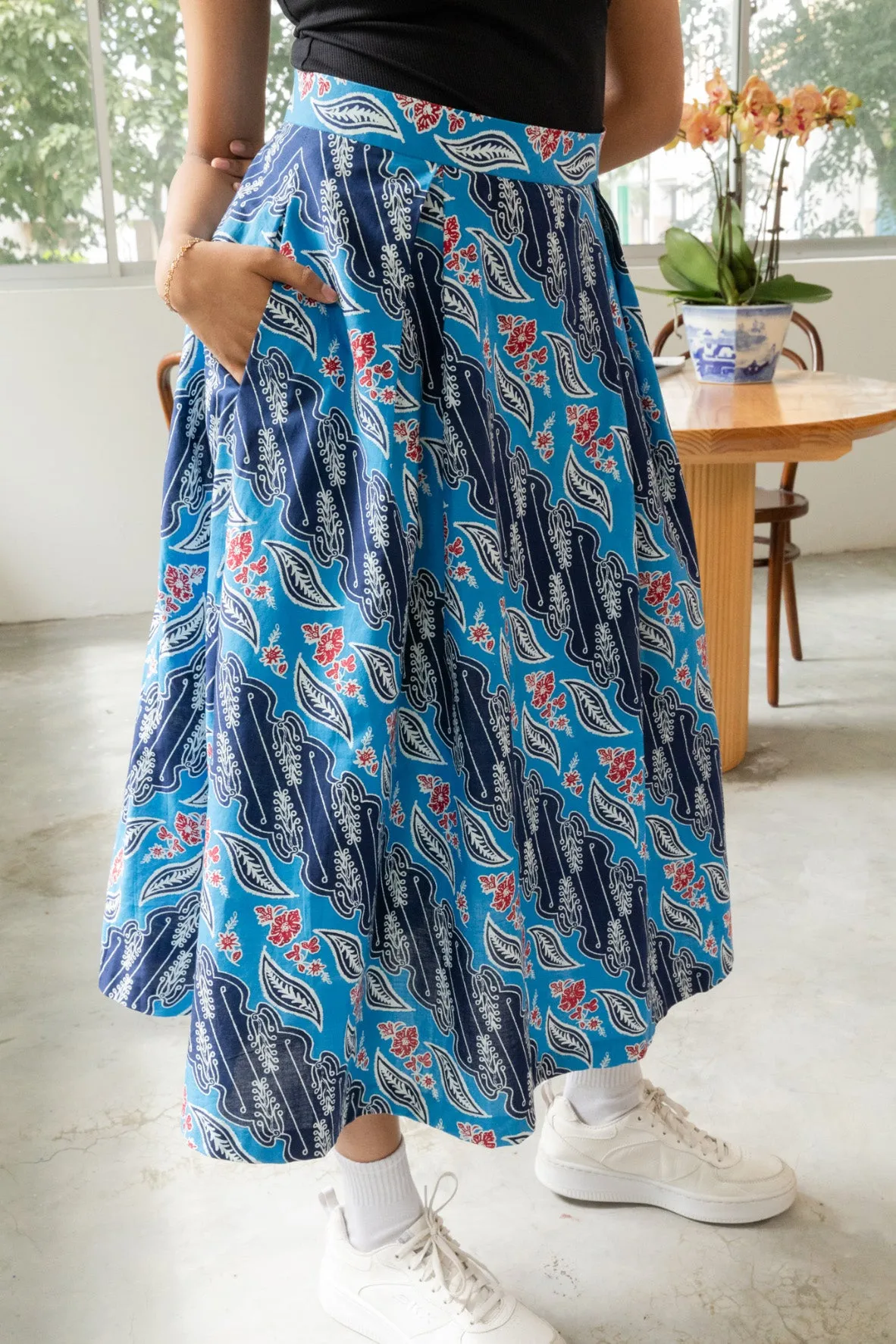 Batik Swing Skirt Asmara Indigo