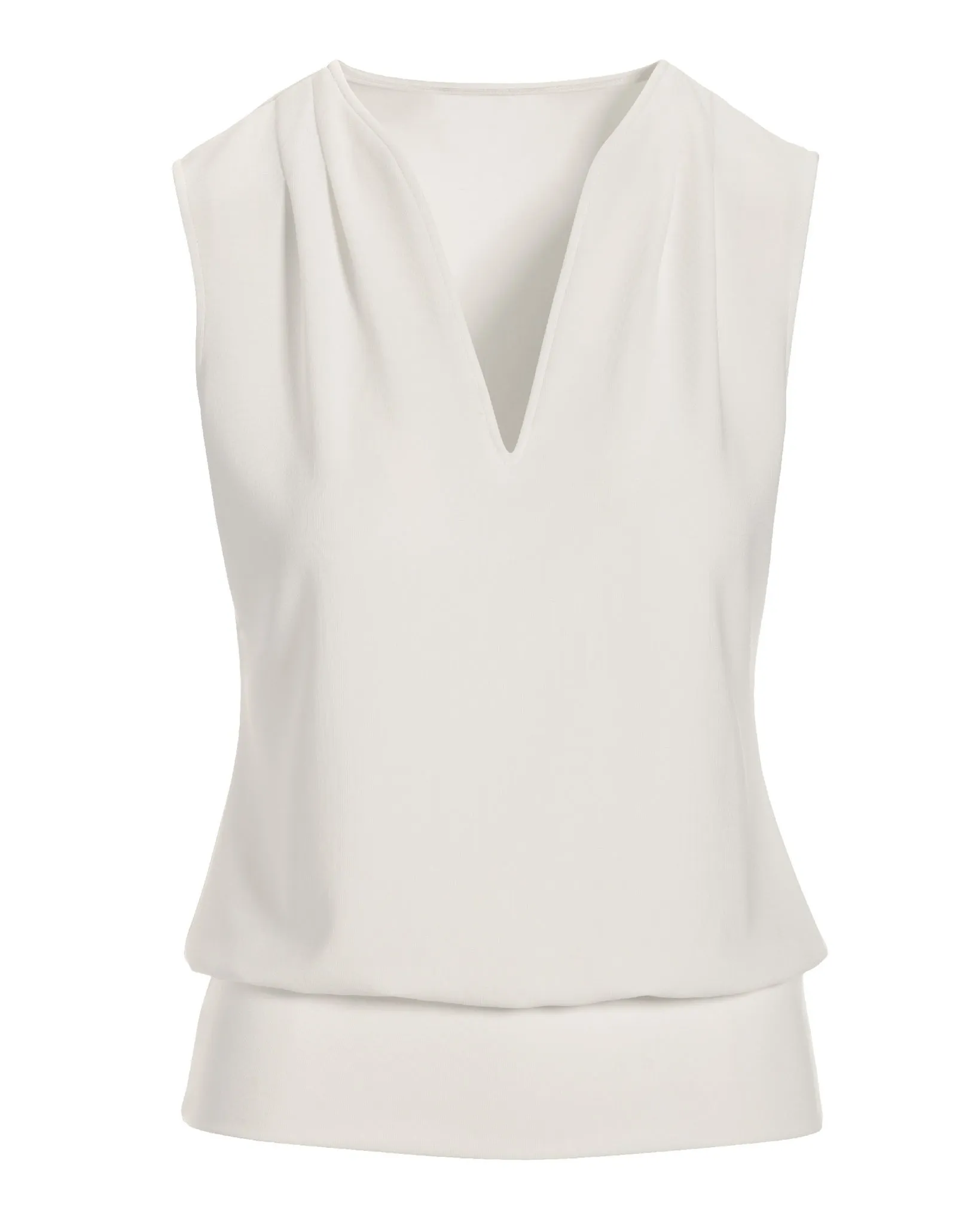 Beyond Travel Sleeveless Stand Collar Blouson Top Ivory Coast