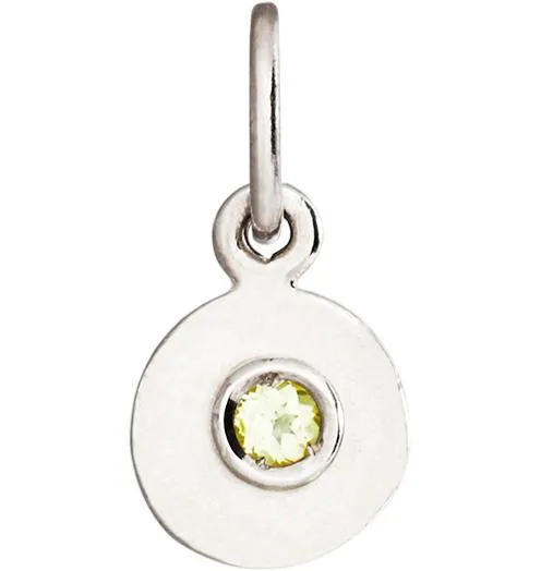 Birthstone Mini Disk Charm With Peridot