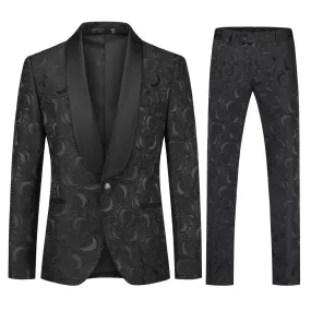 Black Paisley Suit 2-Piece Slim Fit Suit