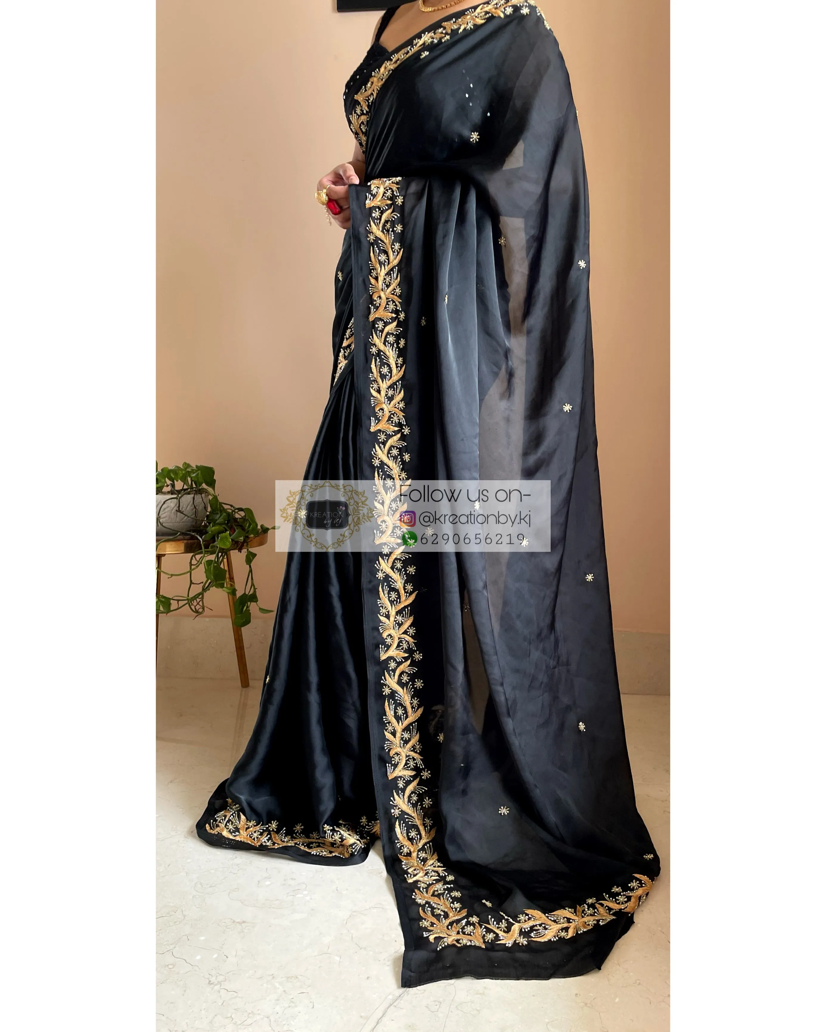 Black Resham Saree