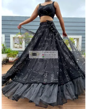 Black Sheesh Mahal Lehenga