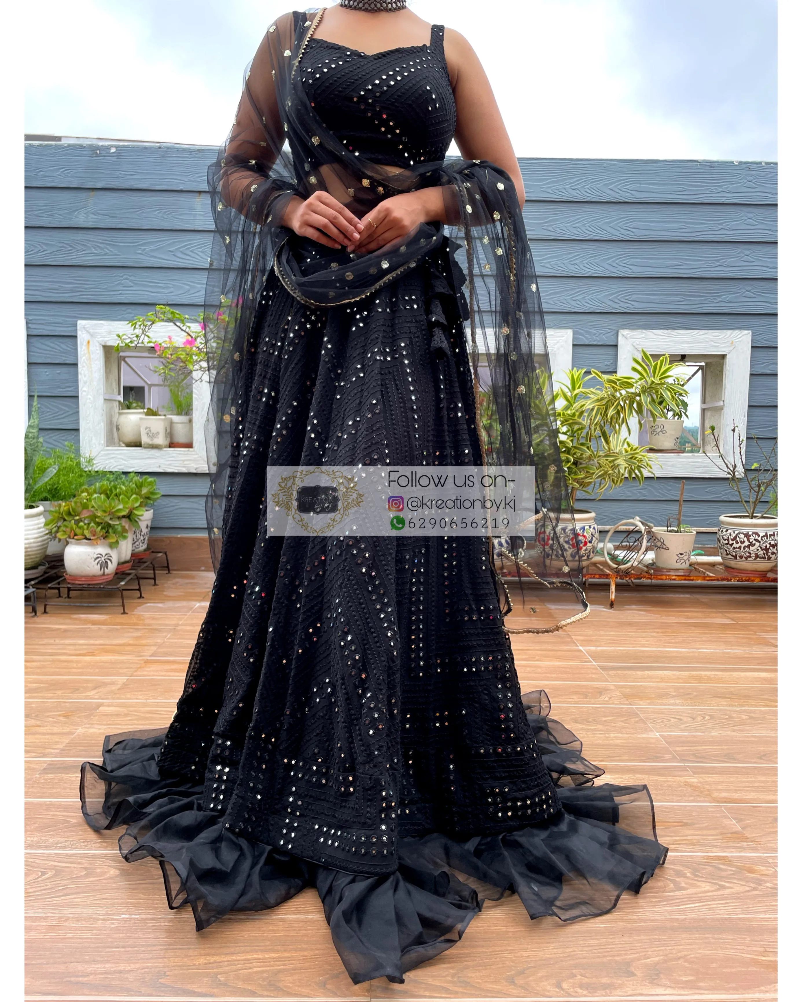 Black Sheesh Mahal Lehenga