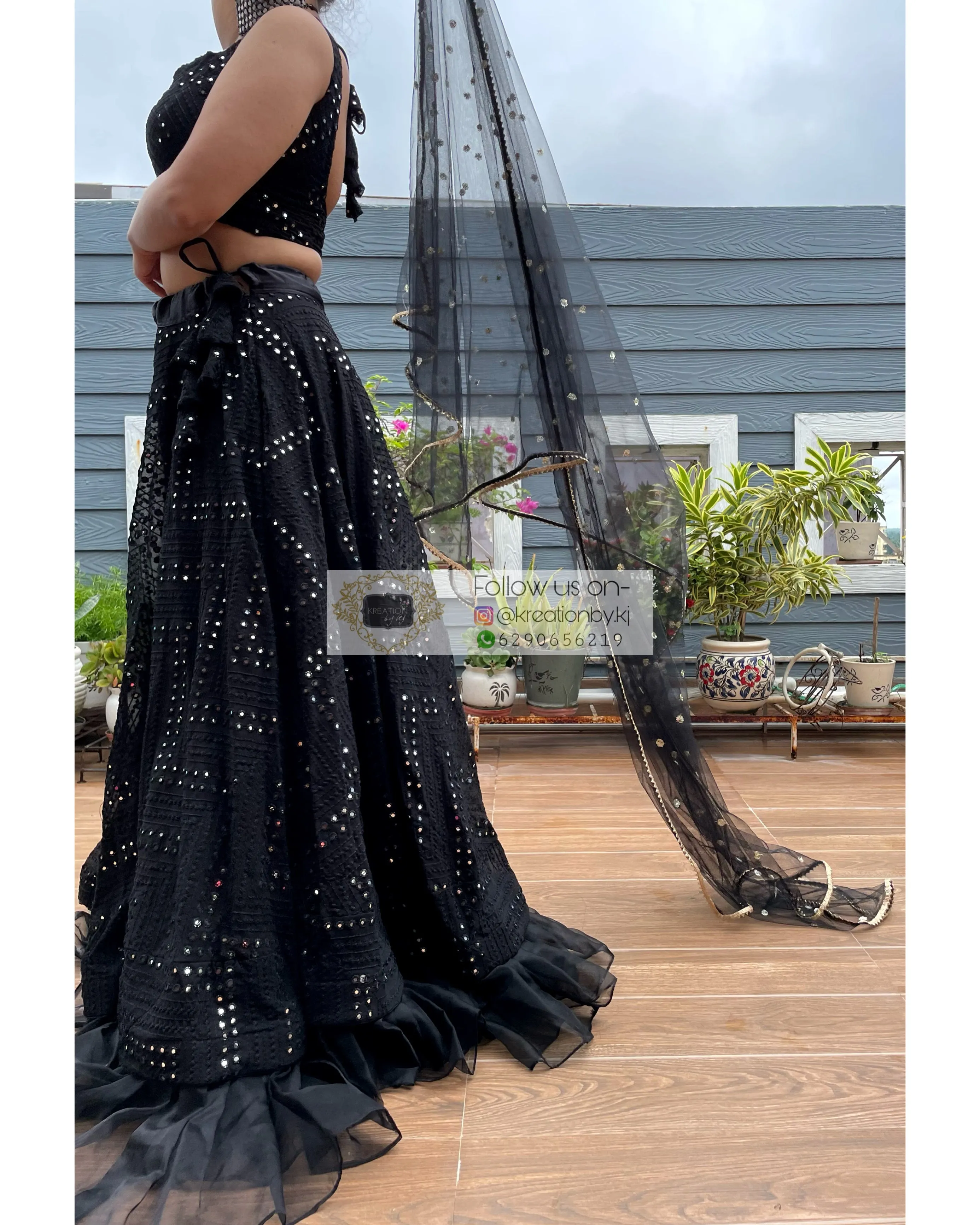 Black Sheesh Mahal Lehenga