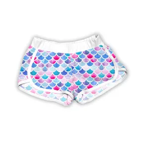 Blue & Pink Mermaid Scale Shorts