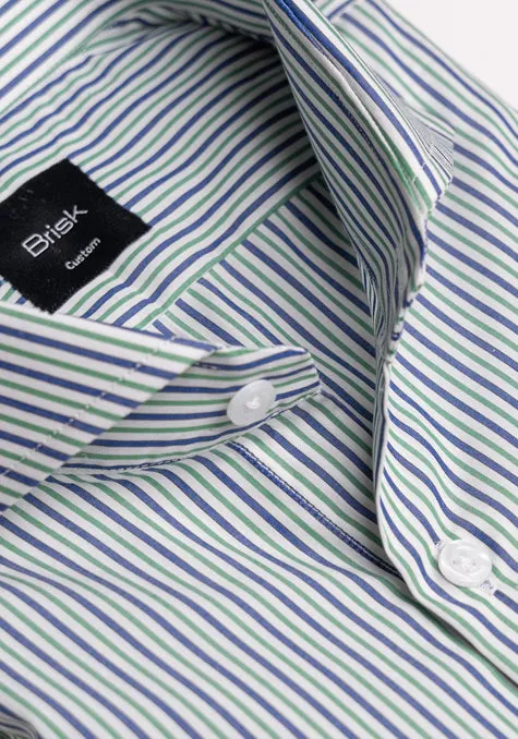 Blue Green Pencil Stripes Shirt - Wrinkle Resistant