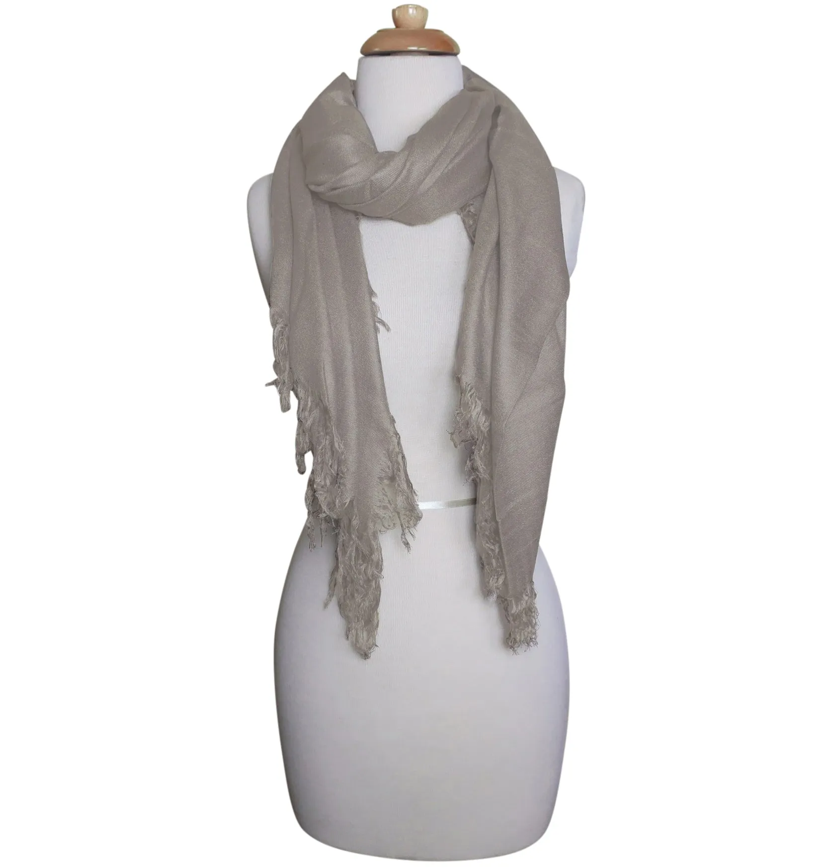 Blue Pacific Tissue Solid Modal and Cashmere Scarf Shawl in Khaki