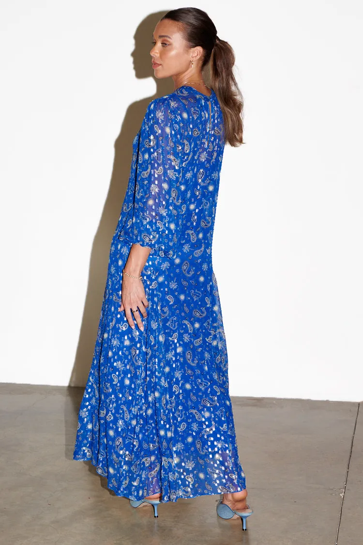 Blue Running Wild Paisley Bibi Dress