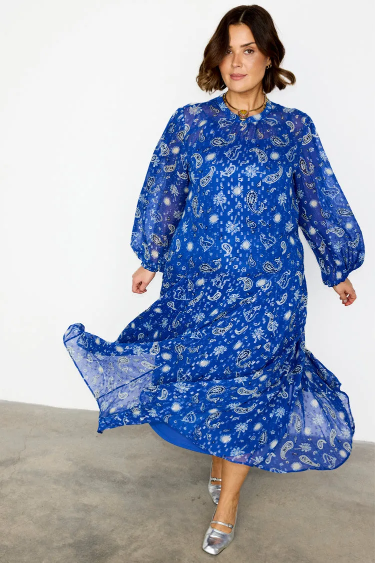 Blue Running Wild Paisley Bibi Dress