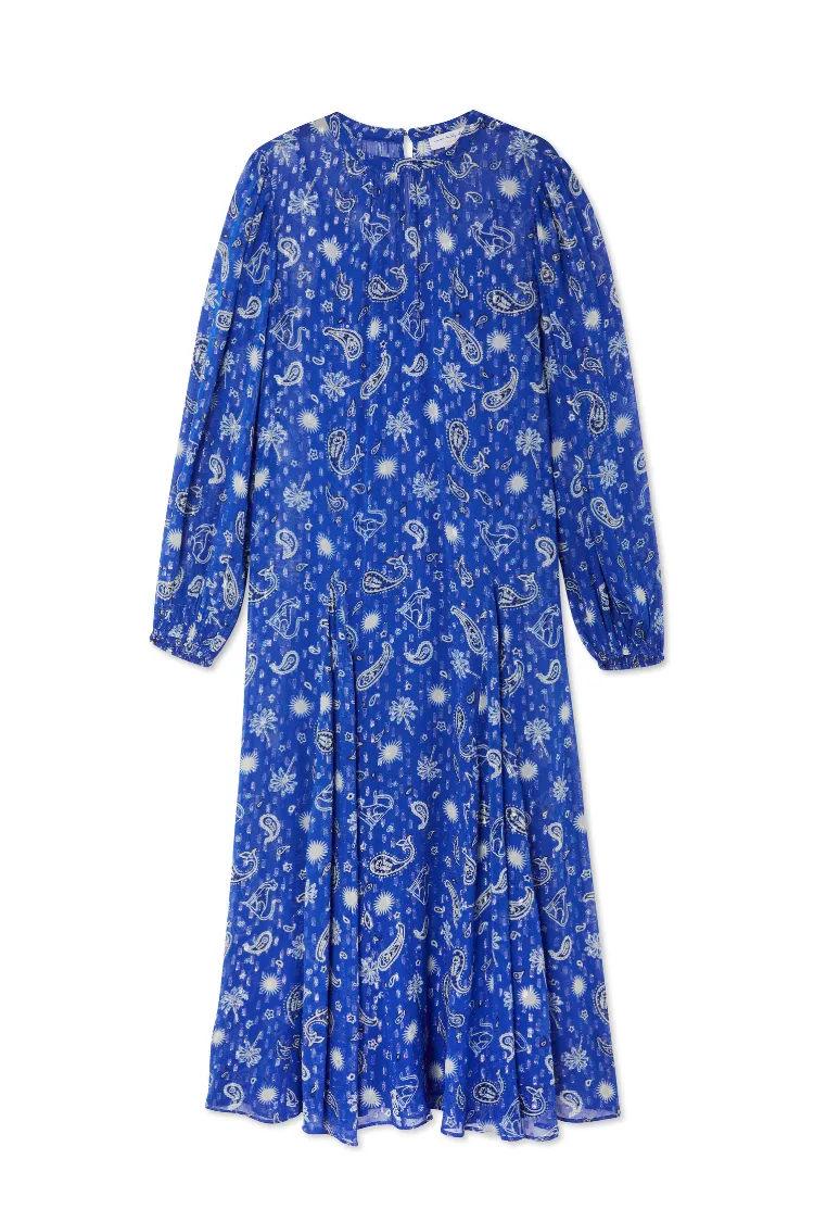 Blue Running Wild Paisley Bibi Dress